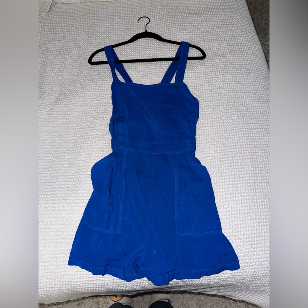 Zara Blue Linen overalls - Picture 1 of 3